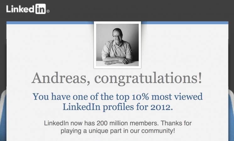 10% most viewed LinkedIn profiles for 2012